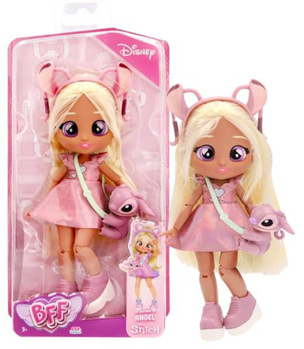 BFF BY BEBÉS LLORONES Disney Angel, Muñeca Articulada para Jugar a Vestir, Accesorios Inspirados la Amiga de Stitch, Juguete Regalo para Niños y Niñas a Partir de 3 Años