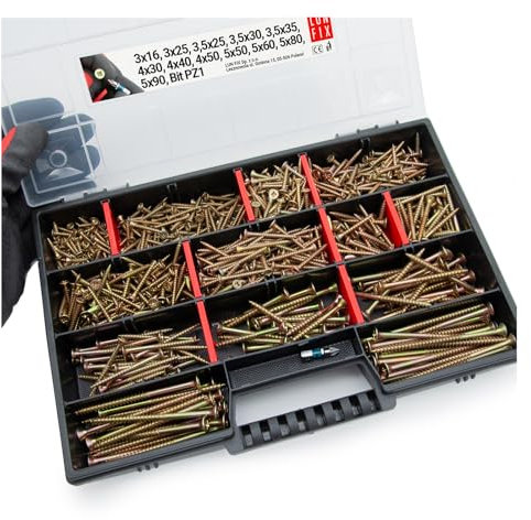 770 Holzschrauben Sortiment mit Koffer und Bit Sortimentsbox