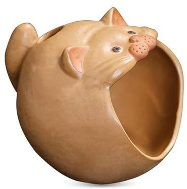 XUDREZ Großmaul Miezekatze Keramik Räuchergefäß, Holzkohle räucherstövchen, Salbei räuchern, räucherschale Meditation für Rußsammler, Incense Burner Zen-Dekoration, shome Decor Gelbes Katze