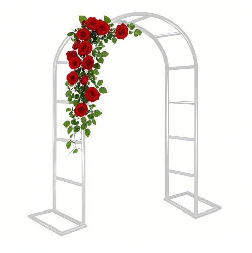 Arche De Jardin Pour Plantes Grimpantes, Treillis Pergola En Métal Largeurs 1.4 2.0 2.4 3.0 m, Tonnelle Arcade À Rosiers Robuste, Support Arceau Mariage, Décoration De Cérémonie(Blanc,L1.4 x H2.3 m)