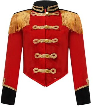 Lpdshaa Kids Girls Christmas Cosplay Costumes Drummer Outfits Marching Band Uniform Tassel Ringmaster Circus Jacket Coat