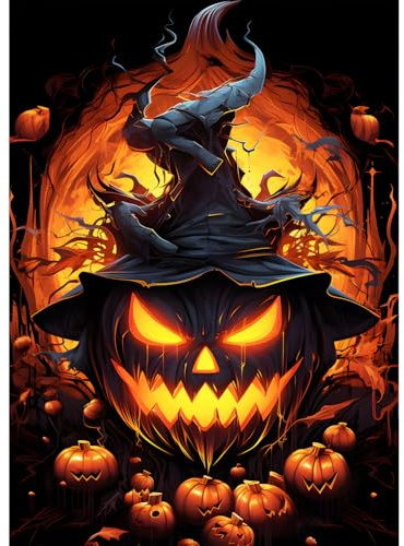 QQYRHN 5D DIY Halloween Kits de Peinture Diamant, Complète Horreur Crâne Diamond Painting pour Adulte Débutants,Citrouille Art du Diamant, Décoration Murale Maison Peinture au Diamant Avec 30x40 cm