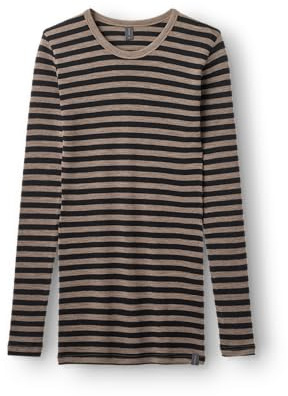 Dilling Damen Merinowolle Langarmshirt hoher Rundhals Baselayer temperaturregulierend atmungsaktiv - Kaffee/Schwarz 38