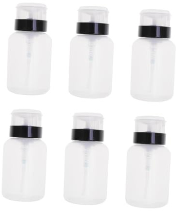 GALPADA 6pcs Nail Polish Remover Pressing Bottles for Nail Art Beauty Tools Lock Design Empty Liquid Dispenser for Remover and Makeup Fluids Black and White