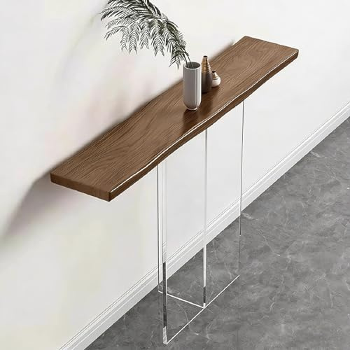 JINGJIAOPLSD Console D'entrée avec Pieds en Acrylique Transparent Meuble Console D'entrée pour Le Salon, la Chambre, Le Couloir, Le Hall et Montage Facile(Brown,100x30x75cm/39x12x30in)