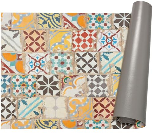 ANRO Küchenläufer Teppich Läufer Flur Küchenteppich rutschfest Küchenmatte PVC abwaschbar Flurläufer pflegeleicht Pharao 450 x 67 cm