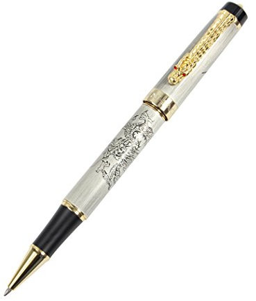 Gullor Tintenroller Jinhao Nachkommen des Drachen Silber mit goldenen Drachen