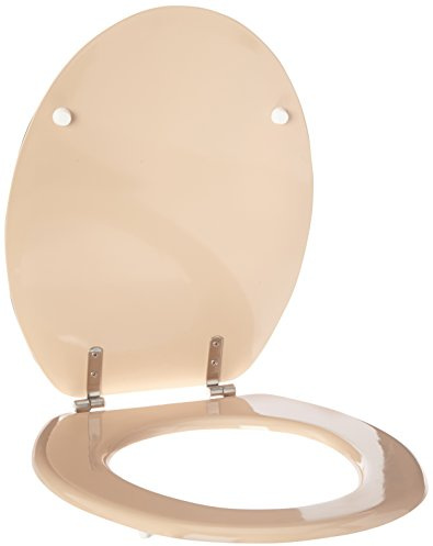 MSV 140012 WC-Sitz, MDF/Edelstahl, Sandfarben, 43,5 x 37,5 x 1,8 cm