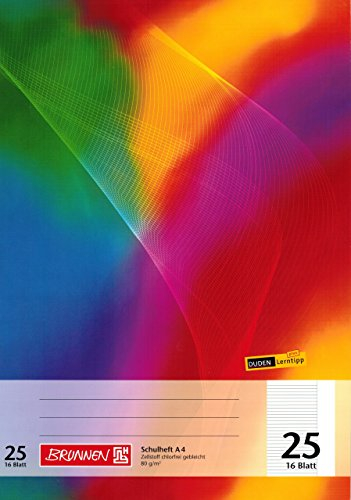 Schulheft/Schreibheft BRUNNEN 16 Blatt - Din A4 / Lineatur 25 (liniert mit Rand)