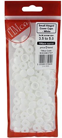 TIMCO Hinged Screw Caps Small White - to fit 3.0 to 4.5 Screw