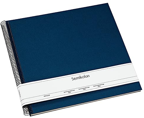 Semikolon 352929 Spiral Album Economy Large - 34,5x33,2 cm - Fotoalbum, 50 Seiten cremeweiß, Fotobuch, marine blau
