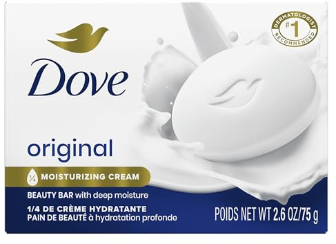 Dove Beauty Bar Soap Original, for Soft, Smooth Skin, with 1/4 Moisturizing Cream 2.6 oz