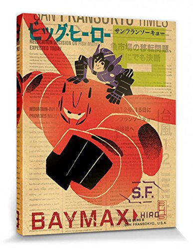 1art1 Baymax, Riesiges Robowabohu Poster Hiro & Baymax Bilder Leinwand-Bild Auf Keilrahmen | XXL-Wandbild Poster Kunstdruck Als Leinwandbild 50x40 cm