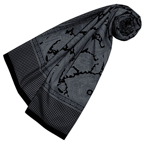 Lorenzo Cana Quadratisches XL Damen Luxus Tuch Baumwolle kombiniert mit Seide 110 x 110 cm Naturfaser Marken Schaltuch Halstuch Hahnentritt Paisley 89116
