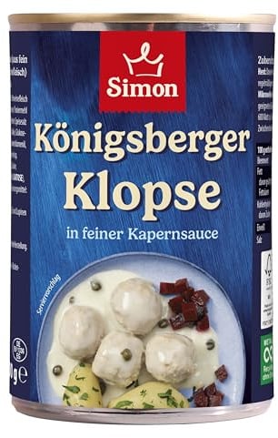 SIMON Königsberger Klopse in Kapernsauce 400 g I 4 zarte Schweinefleischklopse in feinster Sauce I Fertiggericht in recyclebarer Konserve I Authentische Hausmannskost