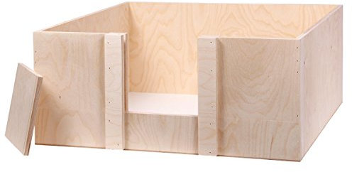 Alsino Wurfbox Welpenbox Wurfkiste Welpenkiste für Hunde & Katzen Bett, aus Holz - handgefertigt - Maße: 60 x 60 x 25 cm