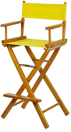 Casual Home 30 Director's Chair Honey Oak Frame-with Yellow Canvas, Bar Height