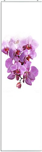 Schiebegardine Orchidee Digitaldruck mit Paneelwagen, Klemmleiste, Schiebevorhang mit Flauschband (Oben angenäht) 245 x 60 cm