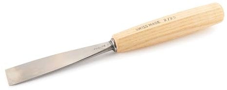 Pfeil Swiss Made Scalpello per sgorbia a spazzata 25 mm, bordo dritto, lama in acciaio al cromo-vanadio, manico in legno