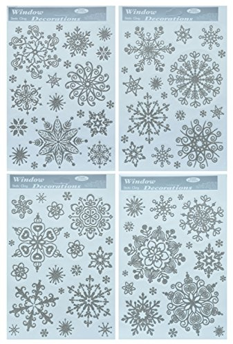 Helmecke & Hoffmann * 50 weihnachtliche winterliche Silber-glitzernde Fensterbilder Weihnachtsdeko Fensterdekoration Scheibendekoration, wiederverwendbar!!