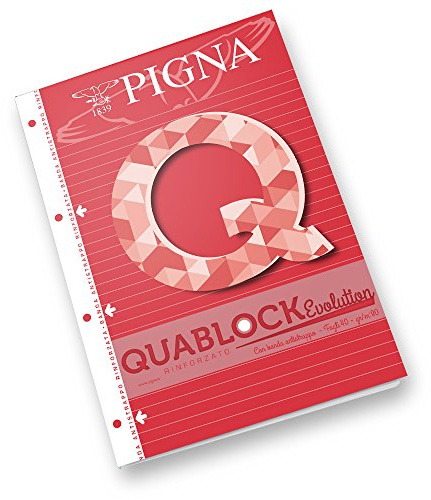 Pigna 02112151R Blocco Collati con 4 Fori Rinforzati A4, 40 Fogli, 1R , righe