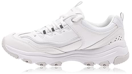 Skechers Women's D'lites - Fresh Start Low Top Sneakers, White Silver, 8 UK