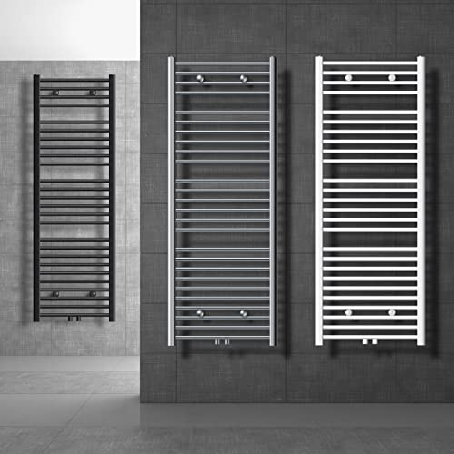 ECD Germany Badheizkörper 600 x 1200 mm - Chrom - gebogen mit Mittelanschluss - Heizkörper Handtuchwärmer Handtuchtrockner Handtuchheizkörper Handtuchheizung Heizung