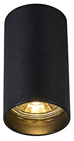 QAZQA - Design Moderner AufbauSpot I Spotlight I Deckenspot I Deckenstrahler I Strahler I Lampe I Leuchte Schwarz 5,5cm GU10 50mm - Tuba I Wohnzimmer I Schlafzimmer - Stahl Zylinder - LED geeignet GU1