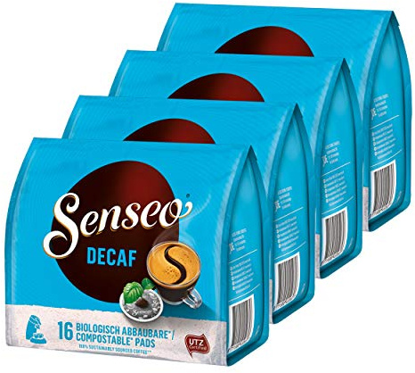 Senseo Décaféiné, Nouveaux Design, Lot de 4, 4 x 16 Dosettes de Café