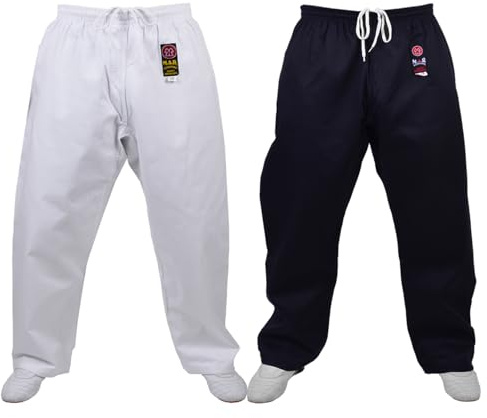 MAR | White Karate Trousers Unisex, Martial Arts Trousers for Woman, Men & Kids, Martial Arts Training, Competition & Tournament Pants, 8oz Polycotton Fabric