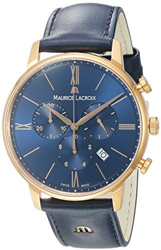 Maurice Lacroix Herren Chronograph Quarz Uhr mit Leder Armband EL1098-PVP01-411-1