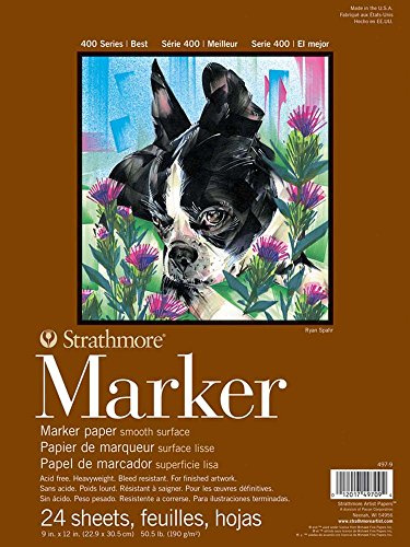 Strathmore 400 Series Glue Bound Marker Paper Pad, 9 X 12 inches, 50.5 lb., White, 24 Sheets (497-9)