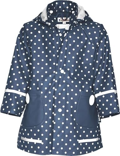 Playshoes Regenjacke Unisex Kinder Wind- und wasserdicht Regenmantel Regenbekleidung, marine Punkte, 92