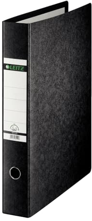 Leitz Ordner Hartpappe, 2er Pack, Mit Griffloch, Schwarz, A3, 80 mm