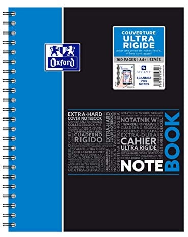 Oxford NoteBook Cahier à Spirales A4+ 160 Pages Grands Carreaux Seyès Couverture Polypro Couleur Aléatoire