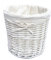 topfurnishing Shabby Chic White Round Waste Paper Basket Bin With Removable Cotton Lining (White Bin without Lid)