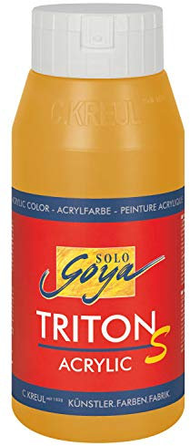 KREUL 17310 - Solo Goya Triton S Acrylfarbe brillantocker hell, 750 ml Flasche, schnell trocknend mit Glanzeffekt, Farbe auf Wasserbasis, in Studioqualität, vielseitig einsetzbar, gut deckend
