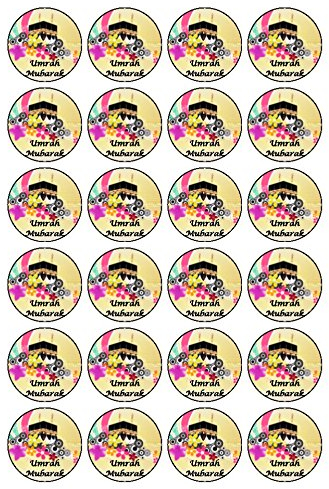 30 x Umrah Mubarak 1.5 (3.8cm) PRE-CUT PREMIUM RICE PAPER Edible Cake Toppers