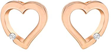 Tuscany Silver Orecchini con chiodo a cuore traforato placcati oro rosa con cubic zirconia in argento sterling per donna