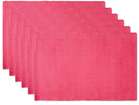 DII Basic Everyday Gerippte Tischset 100% Baumwolle Platzset 13x19 Flamingo, 6-teilig