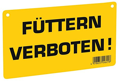 Kerbl Warnschild, einseitig Bedruckt Füttern verboten!, 20 cm x 12 cm, gelb