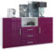 Vladon Buffet Skadu, Commode avec 2 Portes, 3 tiroirs et 1 Compartiment Ouvert, Blanc Mat/mûre Haute Brillance (138,5 x 71,5 x 35 cm)