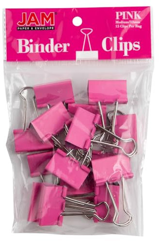 JAM PAPER Farbige Büroklammern - Medium - 32 mm - Rosae Büroklammern - 15/Packung
