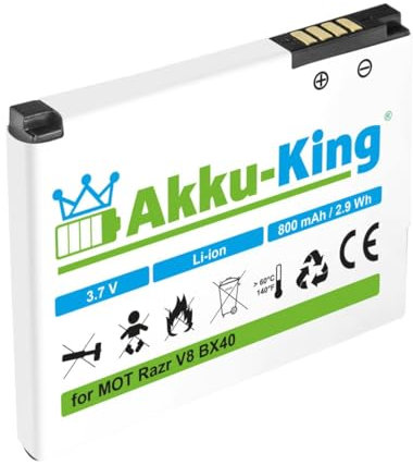 Akku-King Akku kompatibel mit Motorola BX40 - Li-Ion 800mAh - für Razr V8, Razr2 V8, Moto U9, ZN5