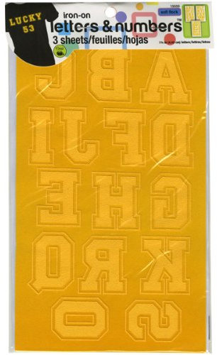 Dritz Fabric Soft Flock Iron-On Letters and Numbers 1.75-inch Collegiate-Gold