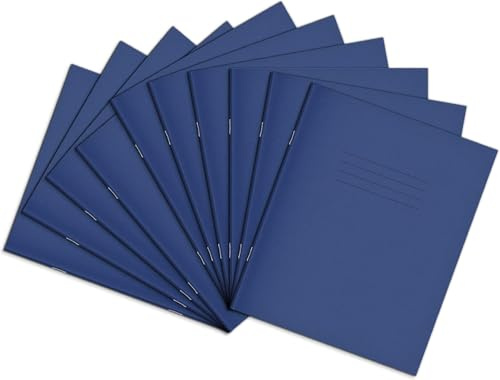 Rhino 8 x 6.5 Exercise Books, 48-Page / 12mm Lined Paper Notebook, 10-Pack, Writing Book, Office & School Stationery Supplies, Dark Blue