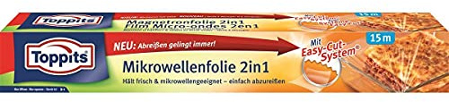 Toppits® Mikrowellenfolie / Frischhaltefolie 2 in 1 (15 Meter / 32,5 cm) Mikrowellen geeignet