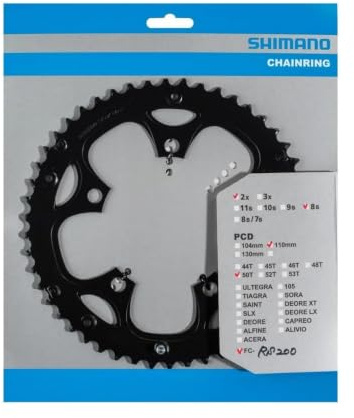 Shimano Fc-Rs200 Kettenblatt, Silver/Black, 50 Zähne