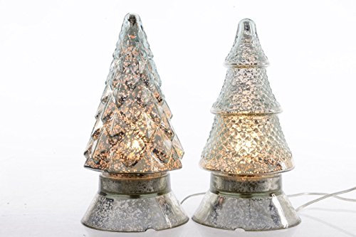 Tischlampe Tannenbaum aus Glas Weihnachtsdeko silber Stückpreis