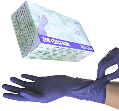 SFM ® STABLE WORK Nitril : XS, S, M, L, XL LANG&SUPERSOFT purpur blau puderfrei F-tex ACC-frei Einweghandschuhe Einmalhandschuhe Untersuchungshandschuhe Nitrilhandschuhe L (100)